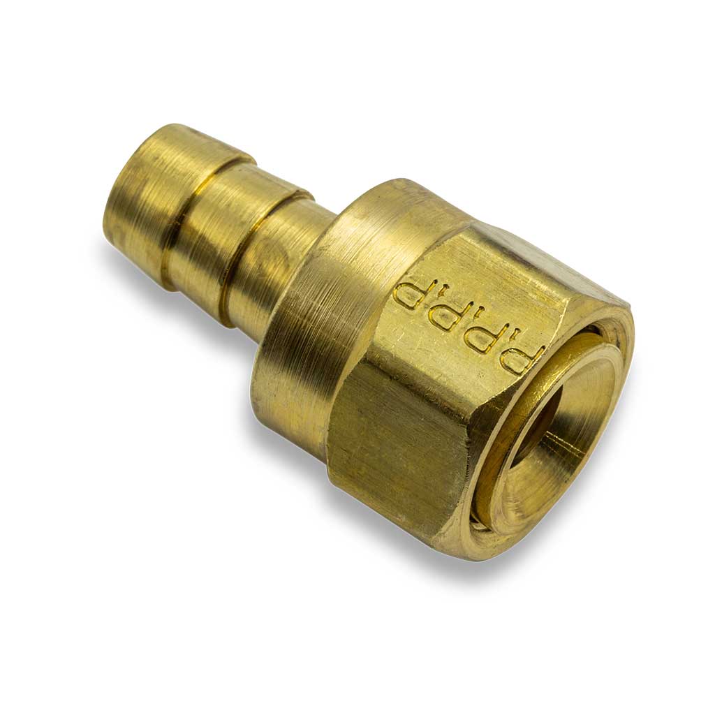 Hose Barb Swivel to 45¬∞ Female Flare - 3/8&quot; x 3/8&quot;